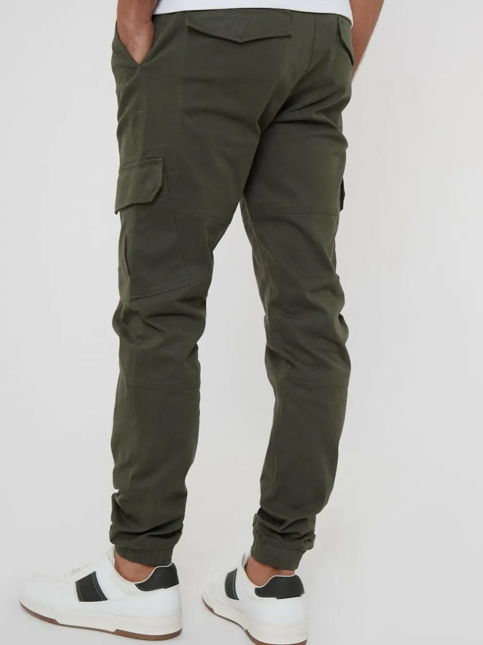 Threadbare Cotton Jogger Style Cargo Trousers With Stretch Khaki Hot