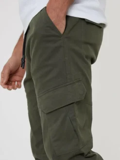 Threadbare Cotton Jogger Style Cargo Trousers With Stretch Khaki Hot