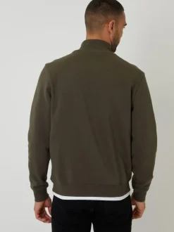 Threadbare Mock T-Shirt Quarter Zip Sweatshirt Khaki Clearance