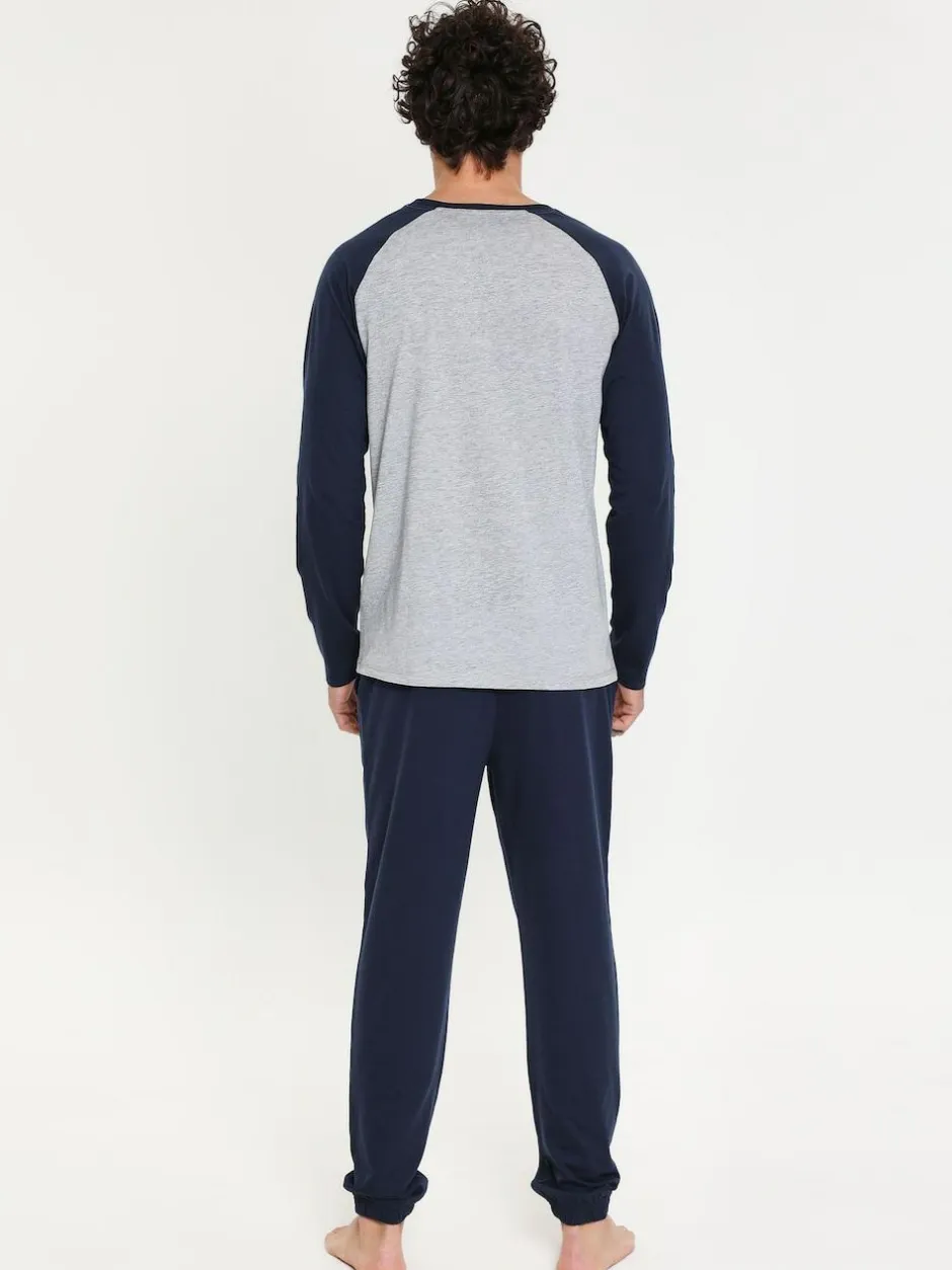 Threadbare Light Blue Blend Long Sleeve Pyjamas Set New