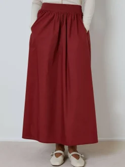 Threadbare Maroon Red Midi Skirt with Pockets Hot