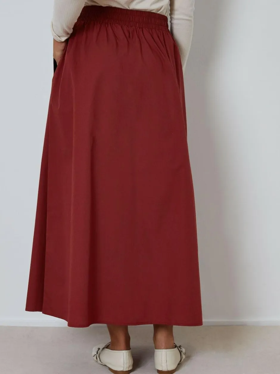 Threadbare Maroon Red Midi Skirt with Pockets Hot