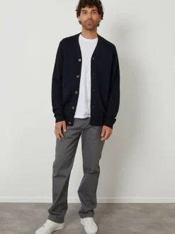 Threadbare Cotton Blend Knitted Cardigan Navy Blue Clearance