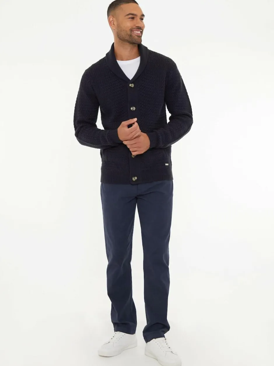 Threadbare Shawl Collar Knitted Cardigan Navy Blue Discount
