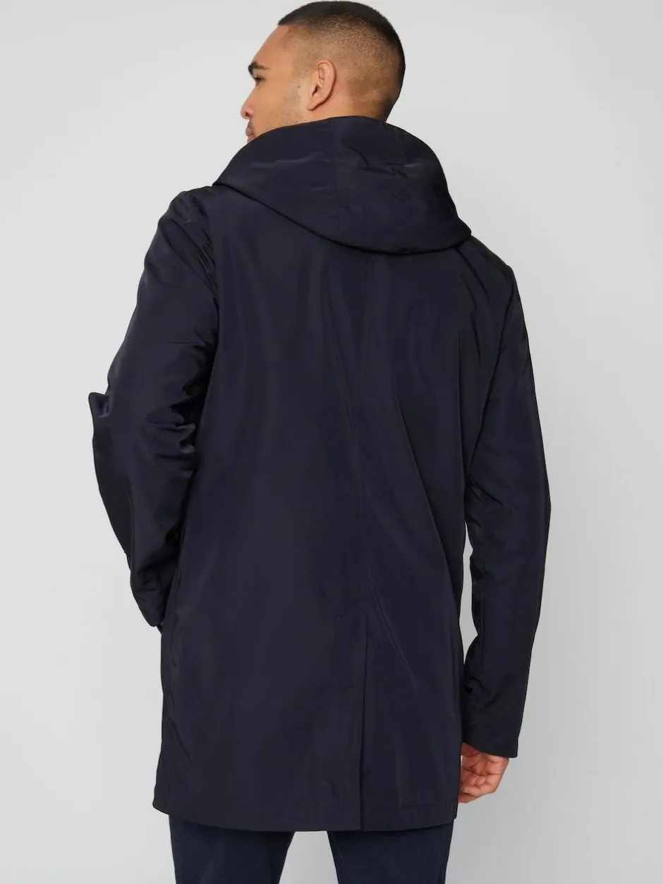 Threadbare Showerproof Zip Up Hooded Raincoat Navy Blue