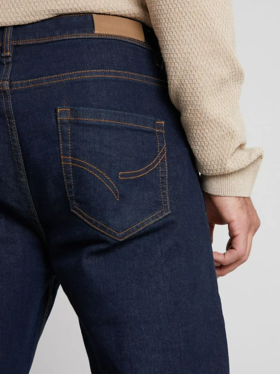 Threadbare Navy Blue Straight Fit Jeans With Stretch Online