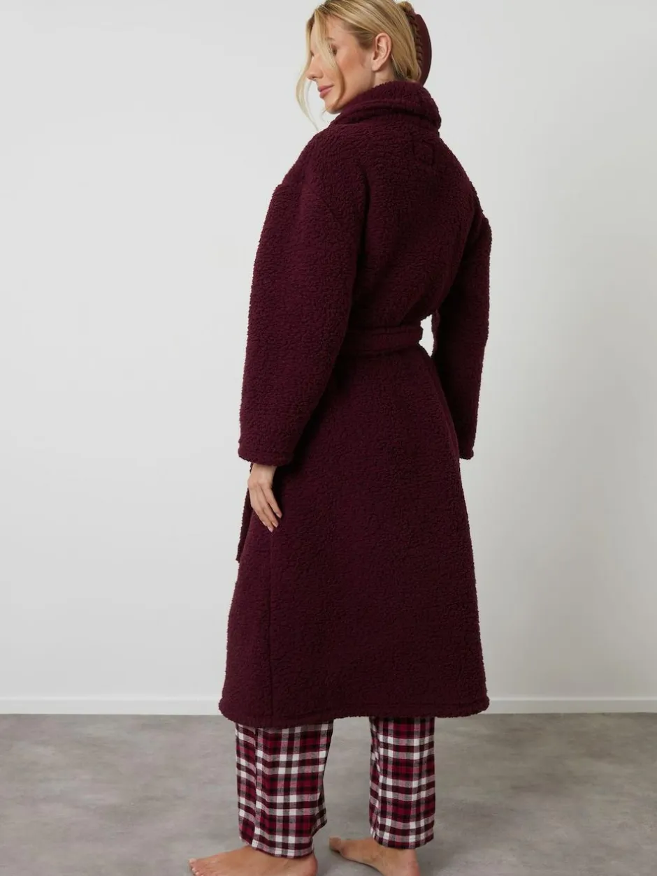Threadbare Cosy Borg Dressing Gown Red Clearance