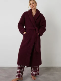 Threadbare Cosy Borg Dressing Gown Red Clearance