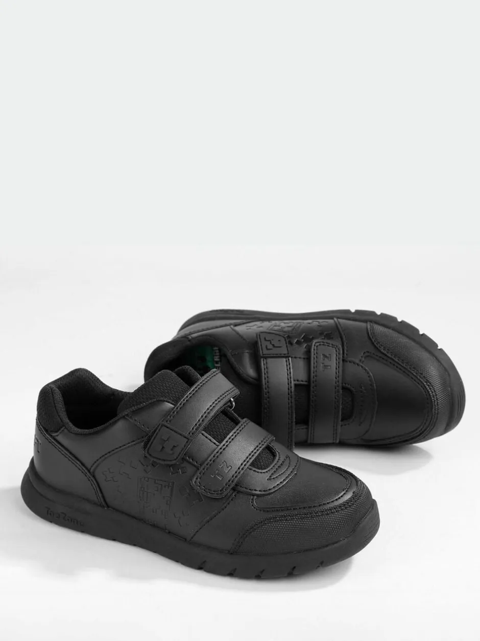 Toezone Boys Minecraft Rip Tape School Black Shoes Clearance