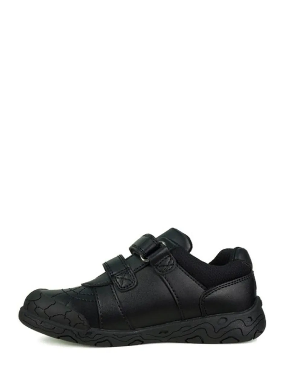 Toezone Boys Rebel Dinosaur Print School Black Shoes