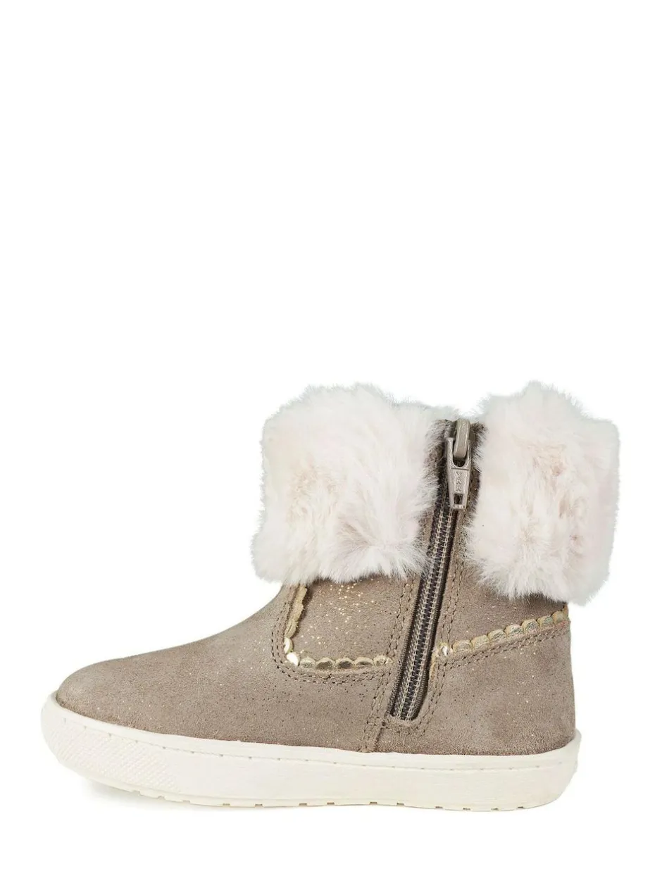 Toezone Girls Suede Leather Faux Fur Zip Boots Faith Outlet