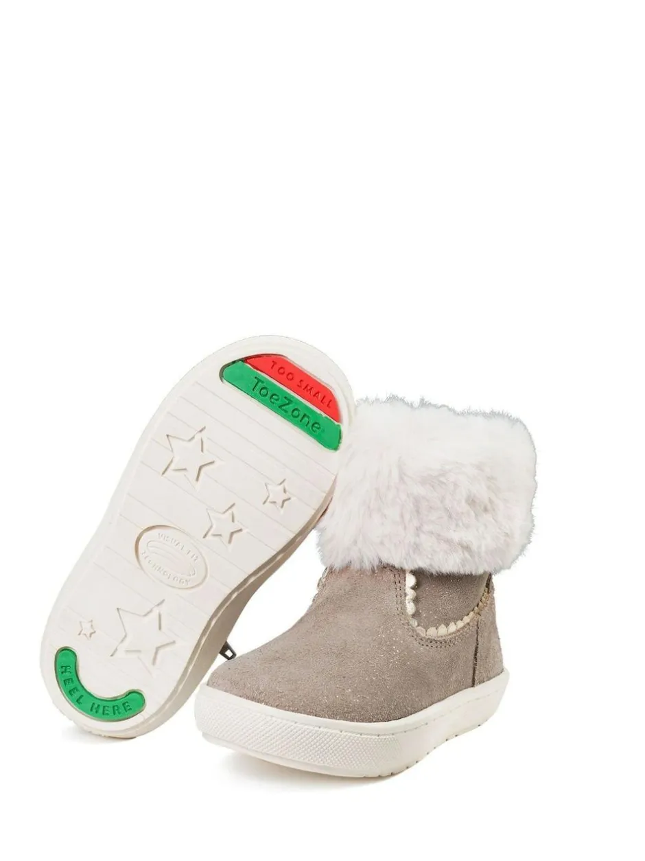 Toezone Girls Suede Leather Faux Fur Zip Boots Faith Outlet
