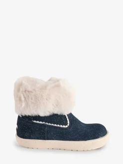Toezone Girls Faith Suede Leather Faux Fur Zip Boots Freya Discount