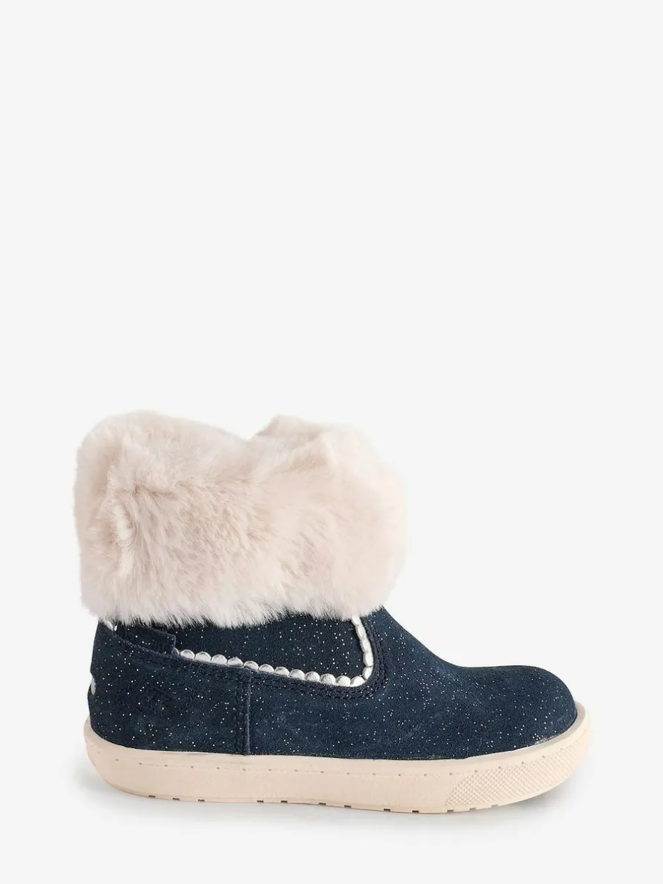 Toezone Girls Faith Suede Leather Faux Fur Zip Boots Freya Discount