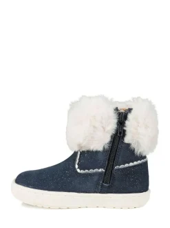 Toezone Girls Faith Suede Leather Faux Fur Zip Boots Freya Discount
