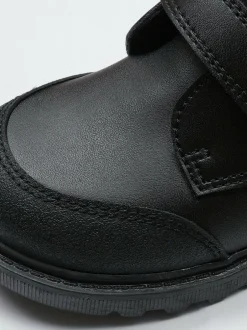 Toezone Levi Boys Rip Tape Black Ankle Boots with Toe Bumper Sale