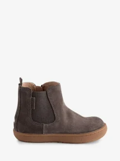 Toezone River Boys Brown Suede Leather Gusset and Zip Boots Clearance