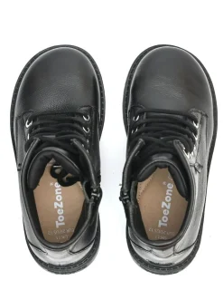 Toezone Storm Boys Leather Ortholite Ankle Black Boots Hot