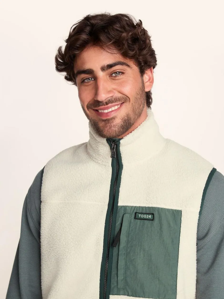 Tog 24 Mens Evan Sherpa Gilet Cream New