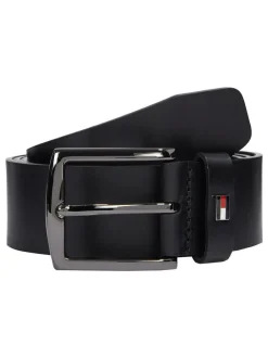 Tommy Hilfiger Black Denton Leather Belt Clearance