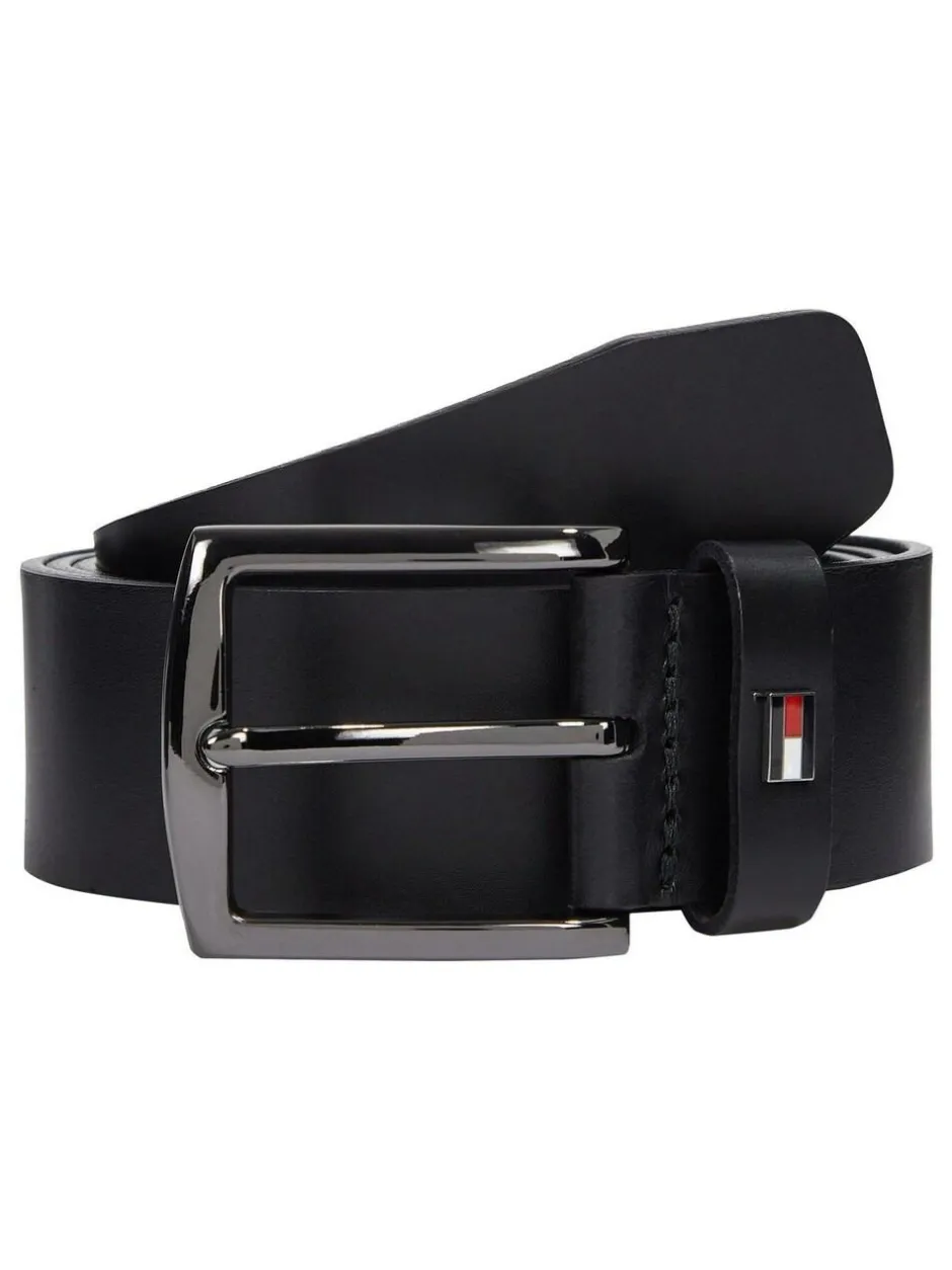 Tommy Hilfiger Black Denton Leather Belt Clearance