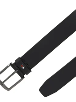 Tommy Hilfiger Black Denton Leather Belt Clearance