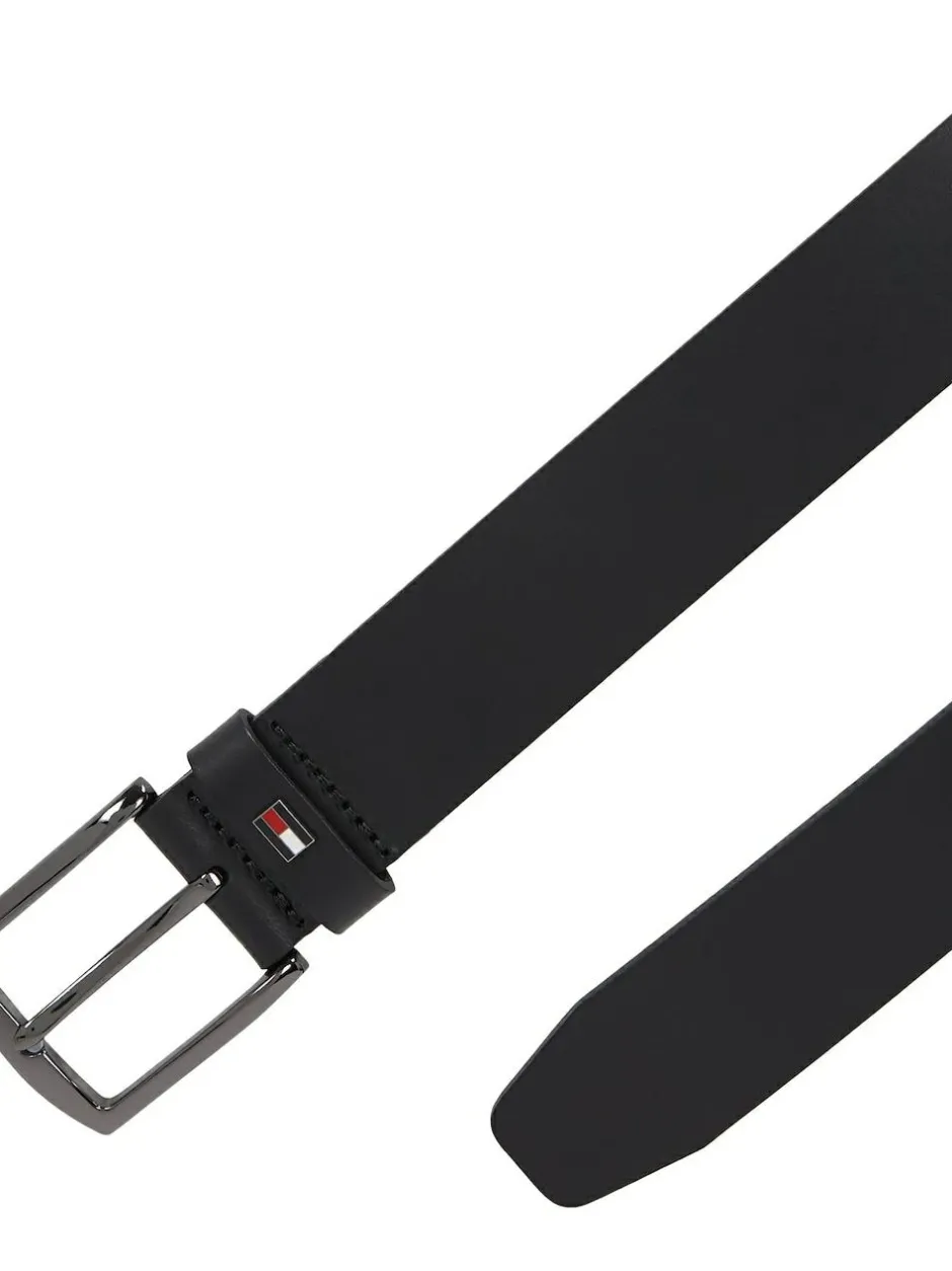 Tommy Hilfiger Black Denton Leather Belt Clearance