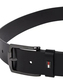 Tommy Hilfiger Black Denton Leather Belt Clearance