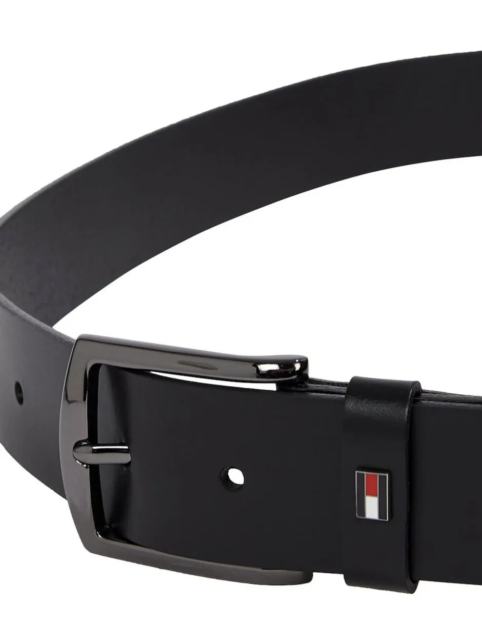Tommy Hilfiger Black Denton Leather Belt Clearance