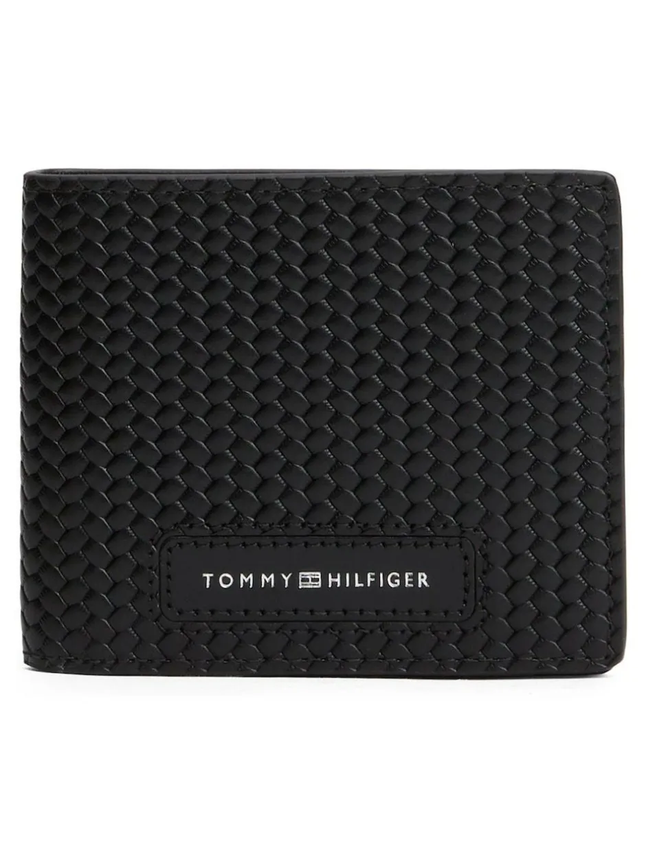 Tommy Hilfiger Black Woven Leather Wallet