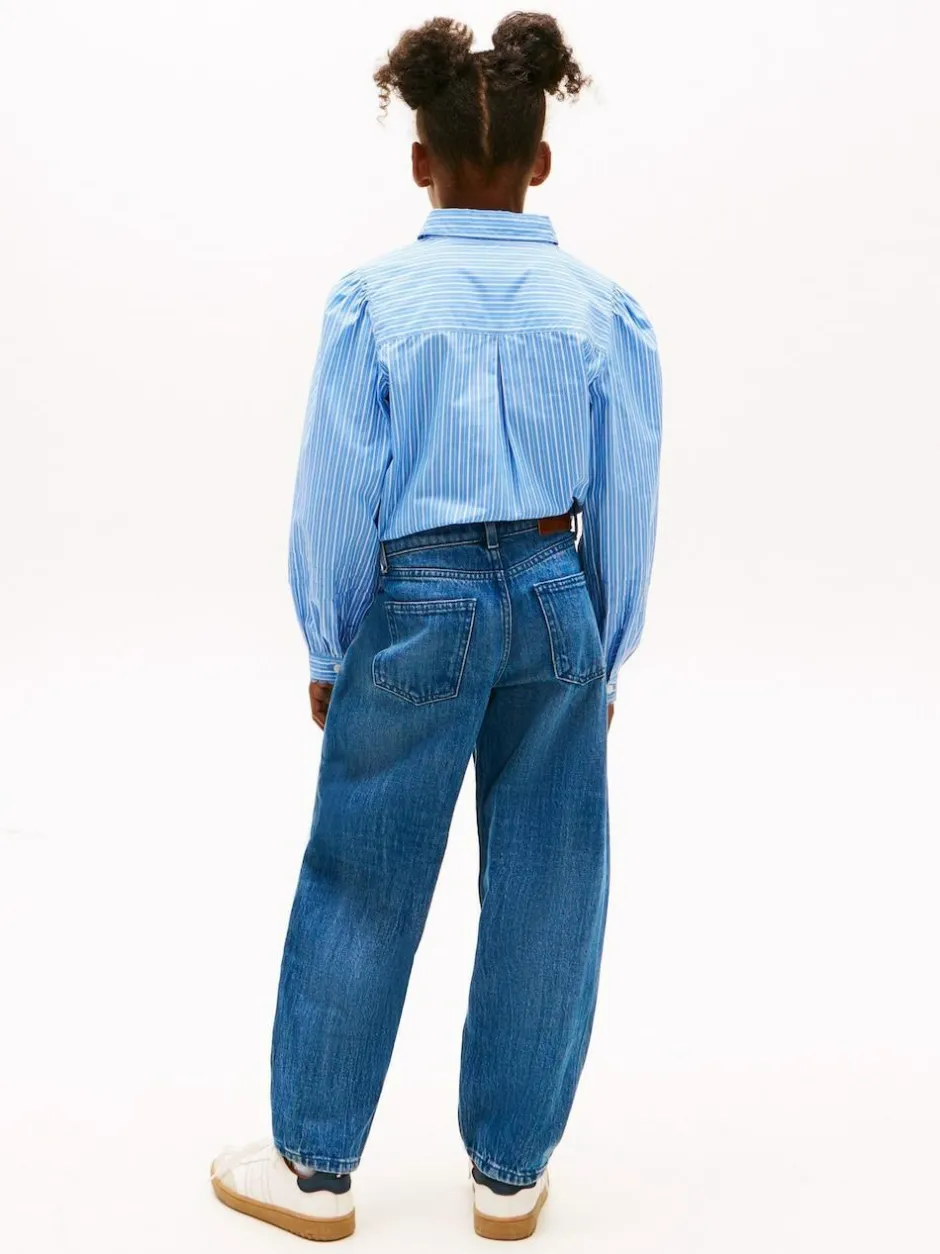 Tommy Hilfiger Blue Flag Embroidery Faded Barrel Leg Jeans Online