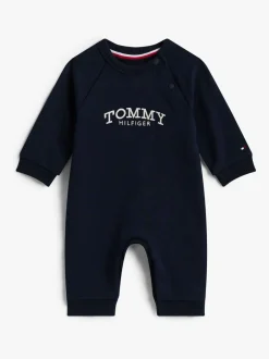 Tommy Hilfiger Blue Logo Embroidery Terry Coverall Bodysuit New