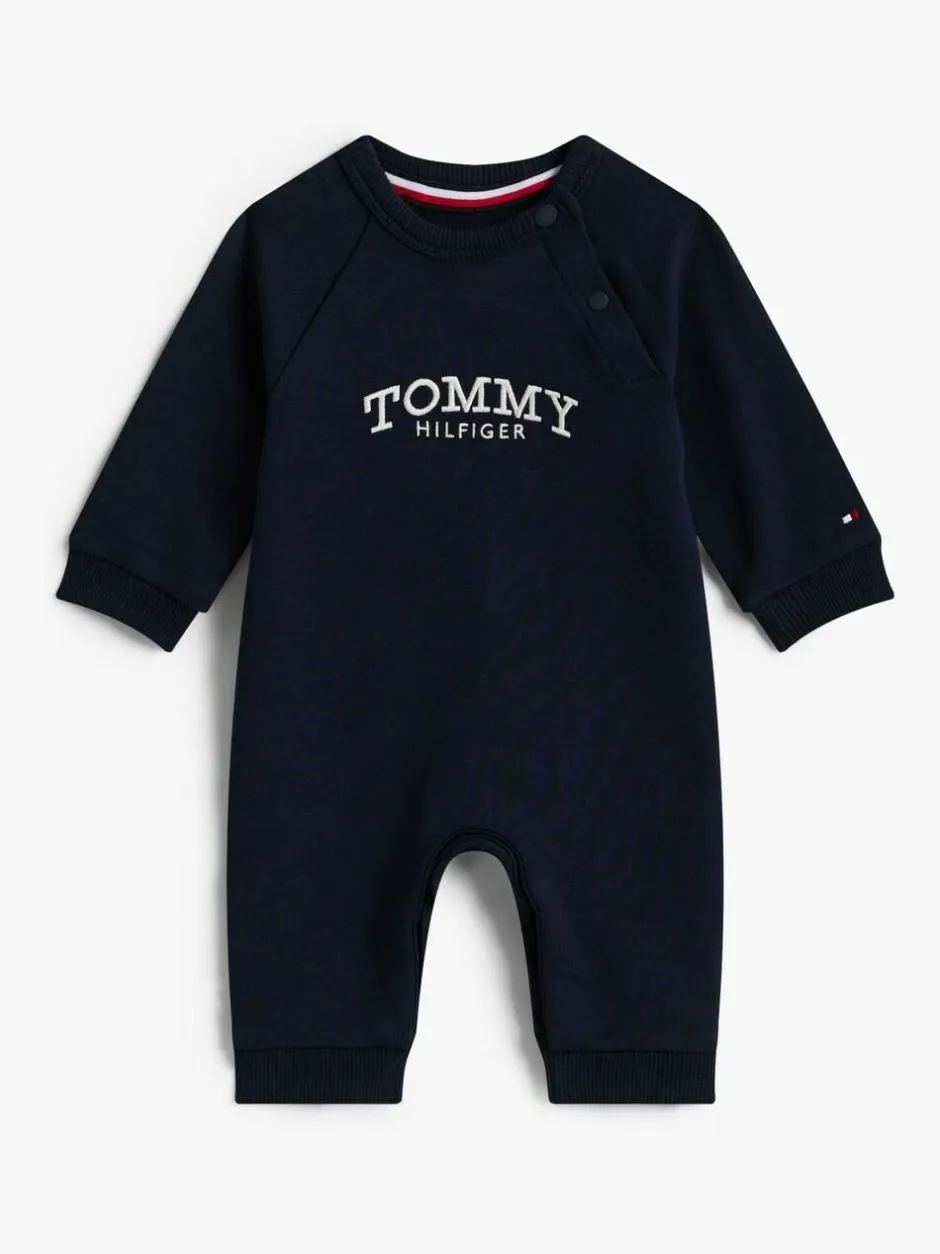 Tommy Hilfiger Blue Logo Embroidery Terry Coverall Bodysuit New