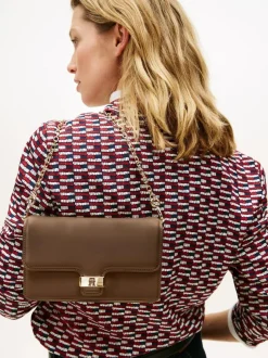 Tommy Hilfiger Heritage Monogram Plaque Clutch Brown Outlet
