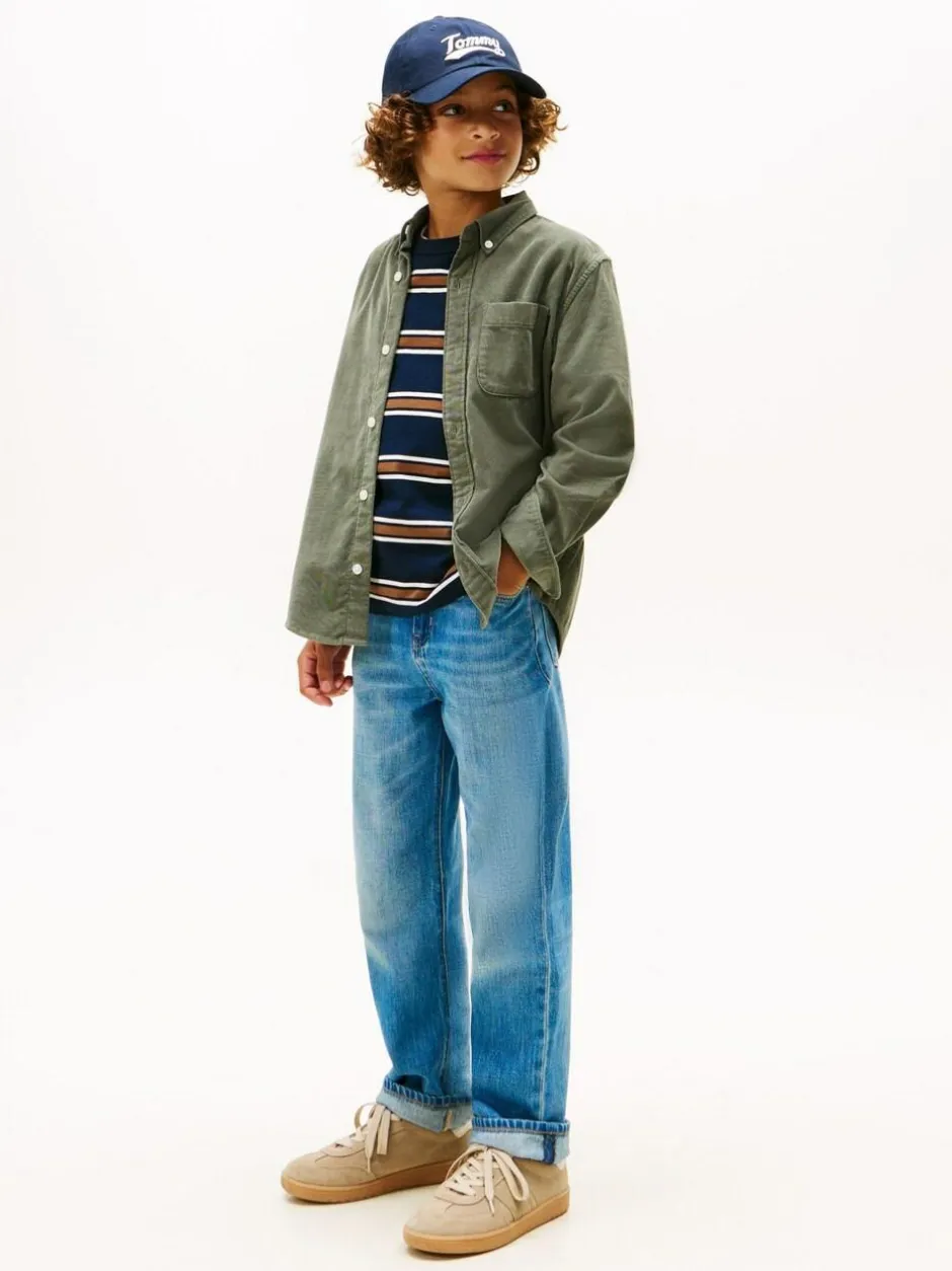 Tommy Hilfiger Green Regular Fit Corduroy Shirt Outlet