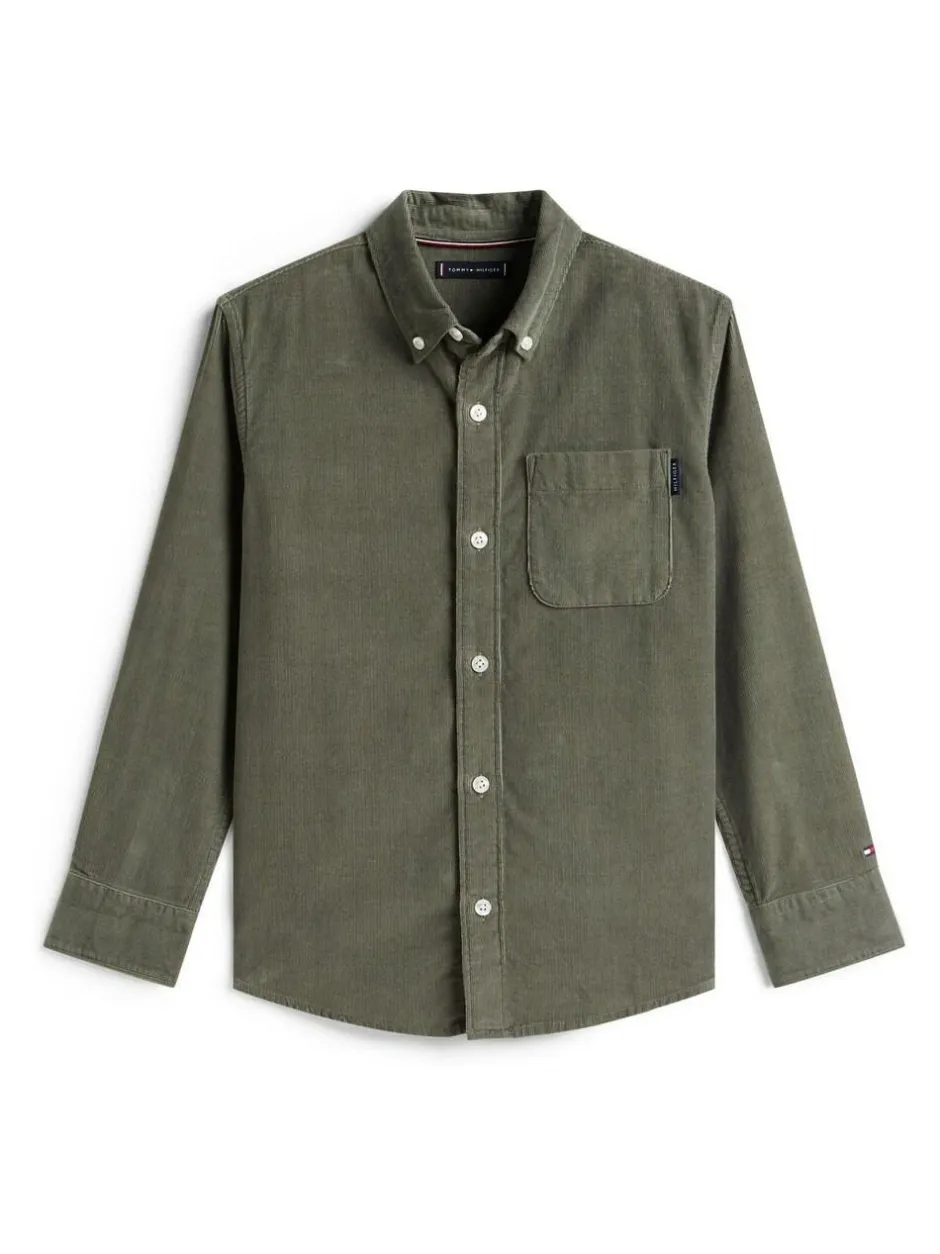Tommy Hilfiger Green Regular Fit Corduroy Shirt Outlet