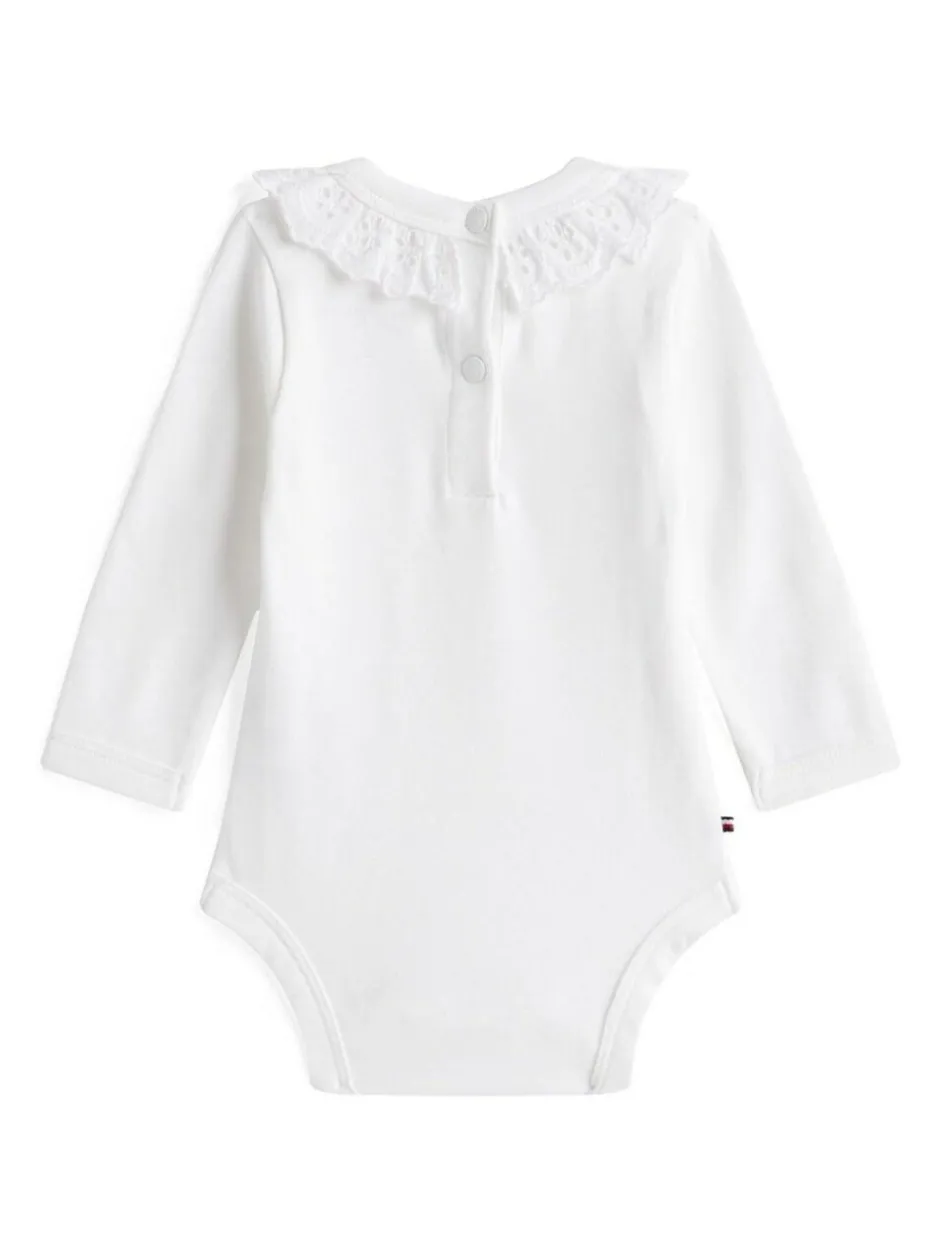 Tommy Hilfiger Essential Broderie Anglaise Collar Bodysuit White Clearance