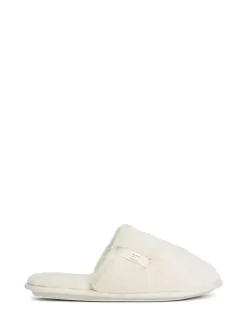 Tommy Hilfiger Monogram Faux Fur Slippers White Best