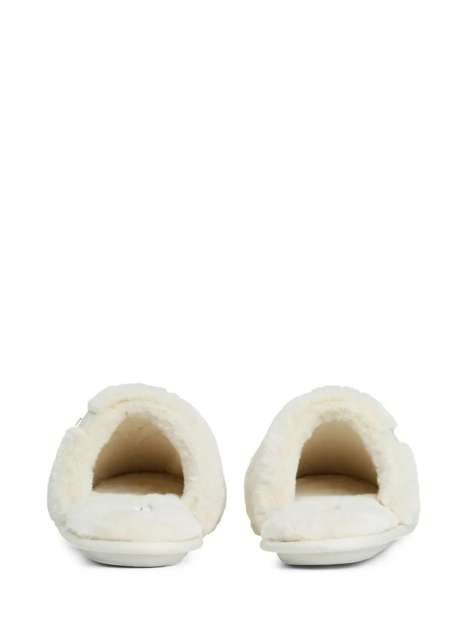 Tommy Hilfiger Monogram Faux Fur Slippers White Best
