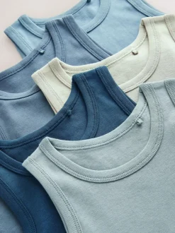 Next Tonal Blue Vests 5 Pack (1.5-16yrs) Outlet