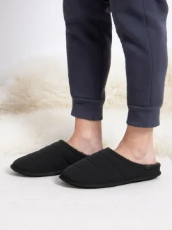 Totes Mens Isotoner Sport Quilted Mule Slippers Black Outlet