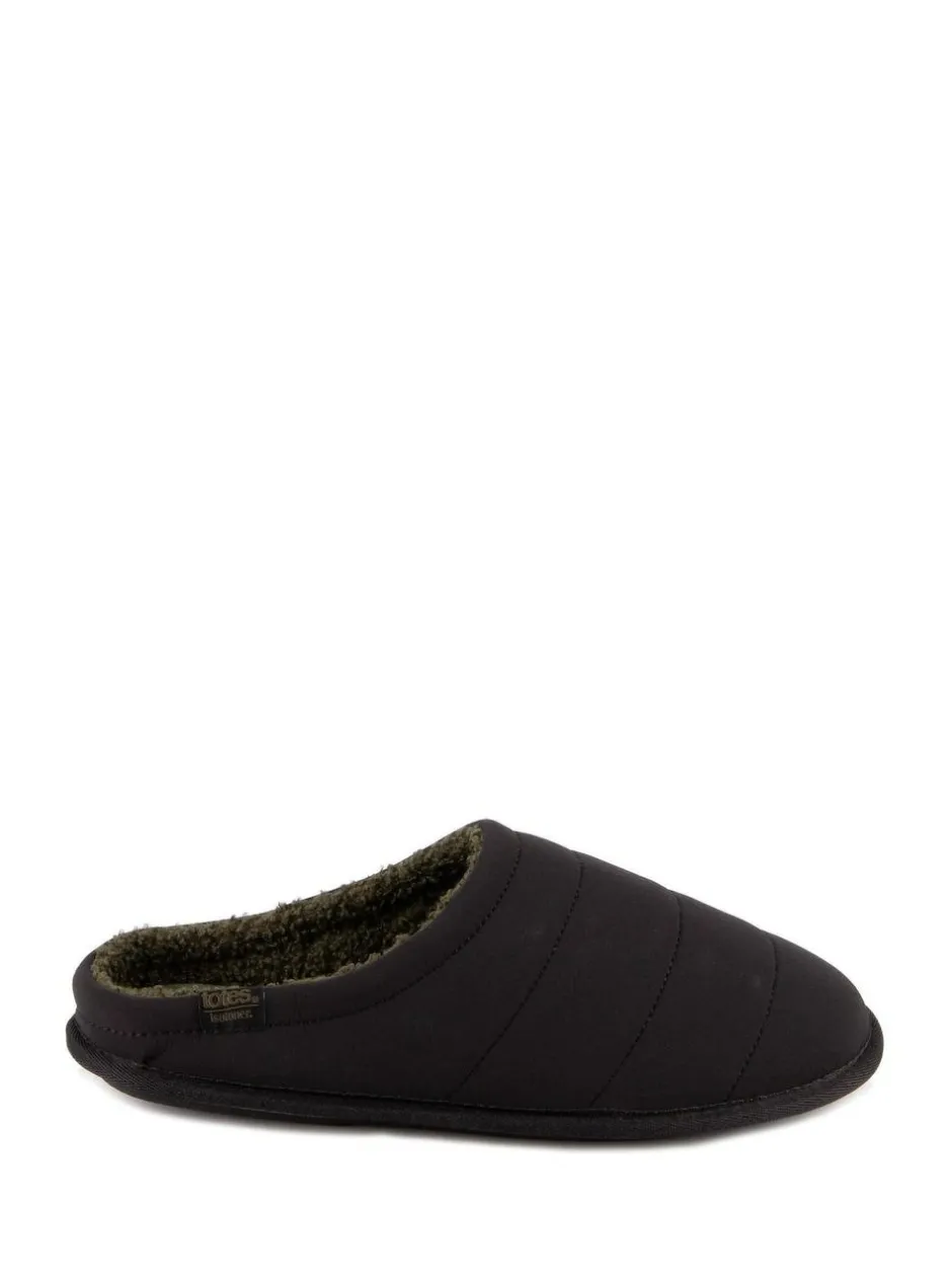 Totes Mens Isotoner Sport Quilted Mule Slippers Black Outlet