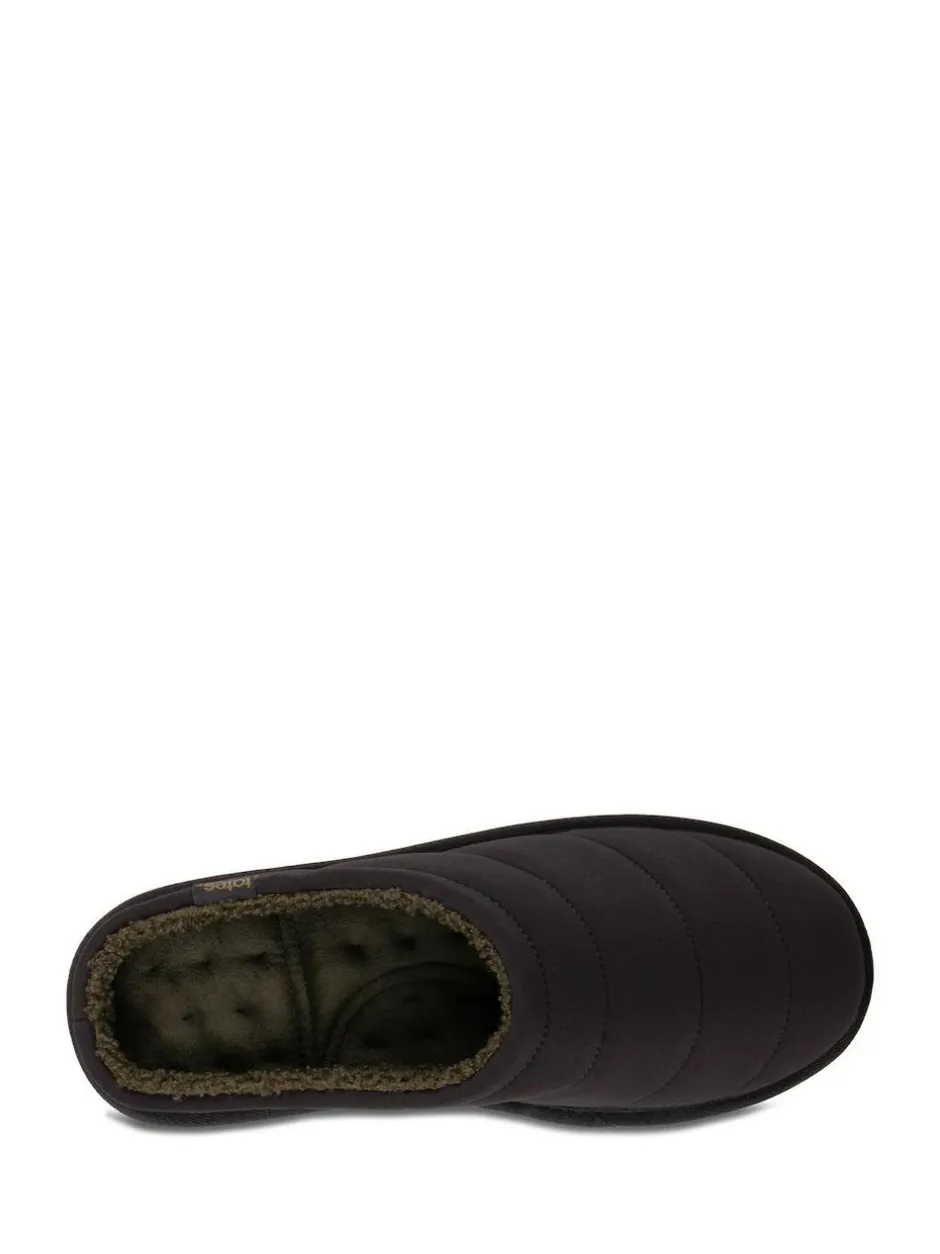 Totes Mens Isotoner Sport Quilted Mule Slippers Black Outlet