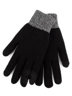 Totes Black Mens Stretch Knitted Smar Touch Winter Gloves With Brushed Inner Online