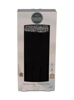 Totes Black Mens Stretch Knitted Smar Touch Winter Gloves With Brushed Inner Online