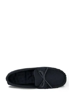Totes Blue Isotoner Mens Herringbone Lined Moccasin Outlet
