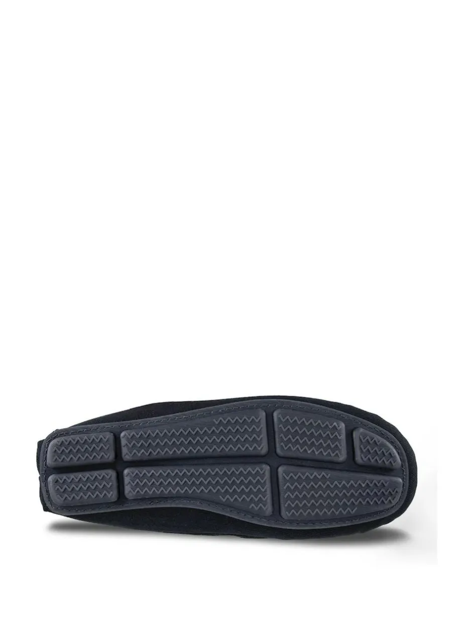 Totes Blue Isotoner Mens Herringbone Lined Moccasin Outlet