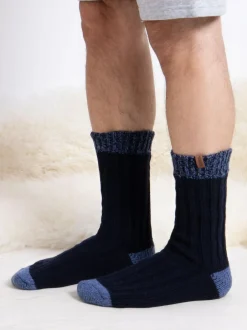 Totes Blue Mens Chunky Twist Wool Blend Winter Boot Socks 2 Pack Best