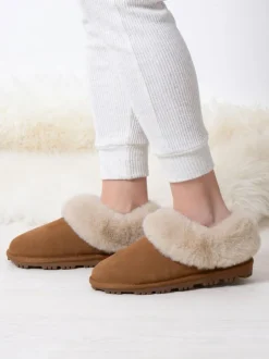 Totes Brown Ladies Isotoner Real Suede Bootie Slippers Best