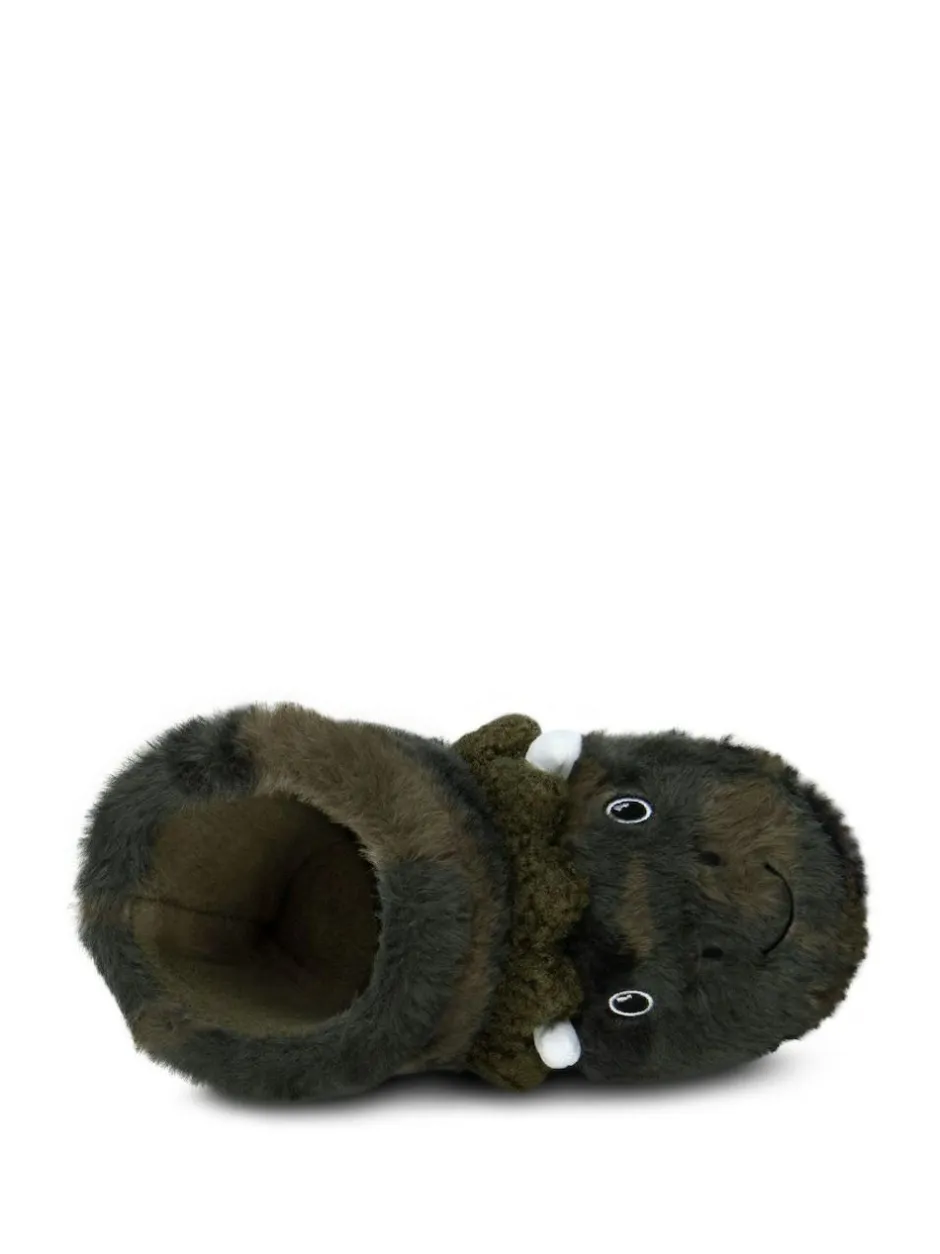 Totes Green Childrens Dinosaur Bootie Winter Slippers Best
